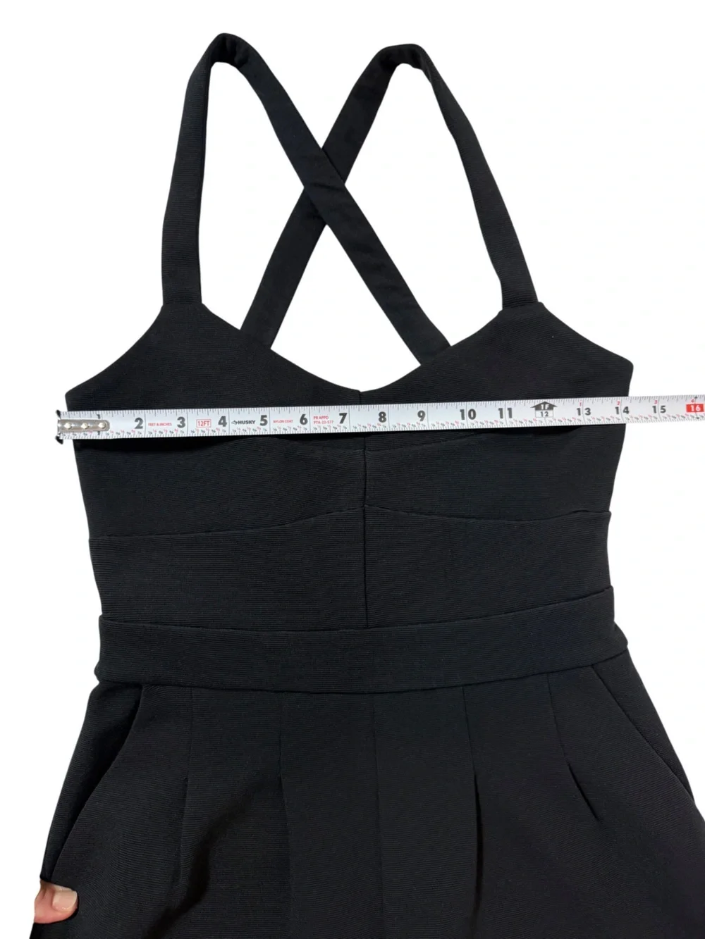 Anthropologie Black Jumpsuit Size XS Sleeveless Cross Back Elegant Romper.